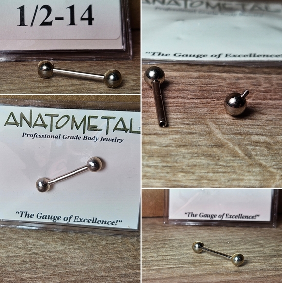 18k WHITE GOLD STRAIGHT BARBELL SIZE 1/2-14 - Picture 1 of 6